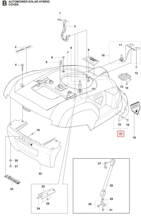 Corpo Kit Soalr Ibrido 5100967-03 nel gruppo I Pezzi Di Ricambio Robot Tagliaerba / Pezzi di ricambio Husqvarna Automower® Solar Hybrid / Automower Solar Hybrid - 2014 presso GPLSHOP (5100967-03)