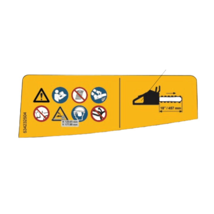 Etichetta Avvertenza 18 Bar 5342325-04 nel gruppo I Pezzi Di Ricambio / Pezzi di ricambio Motoseghe / Pezzi di ricambio Husqvarna 240i presso GPLSHOP (5342325-04)