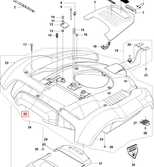 Carrozza R160 nel gruppo I Pezzi Di Ricambio Robot Tagliaerba / Pezzi di ricambio Gardena R160 / Gardena R160 - 2015 presso GPLSHOP (5807796-01)