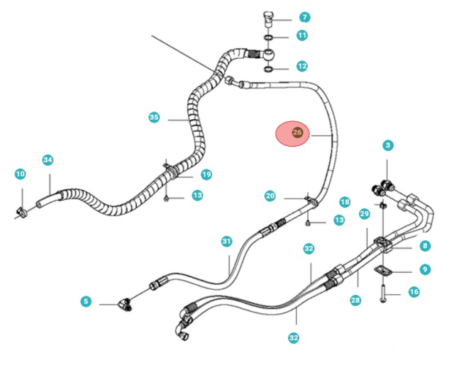 Tubo Idraulico, L=1090 5010876-01