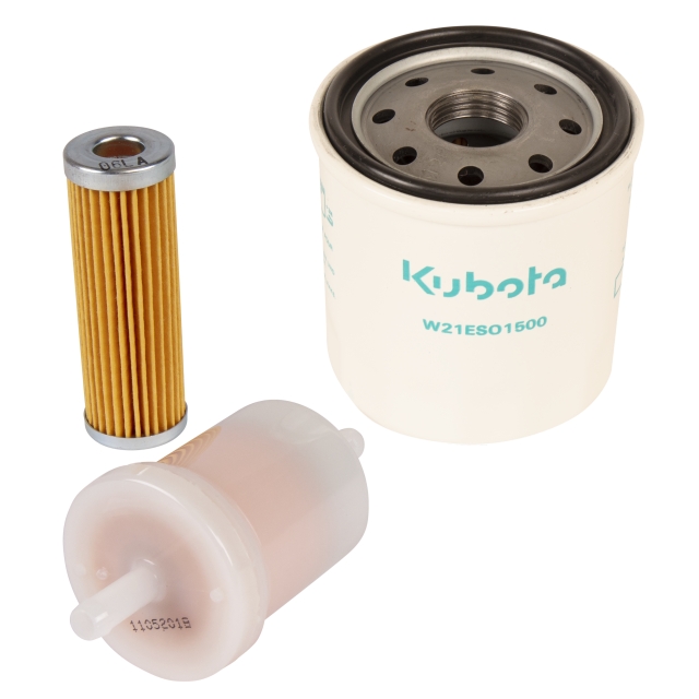 Kit di manutenzione con filtro olio motore, prefiltro carburante, filtro carburante - ogni 100 ore (200 ore per uso commerciale)
