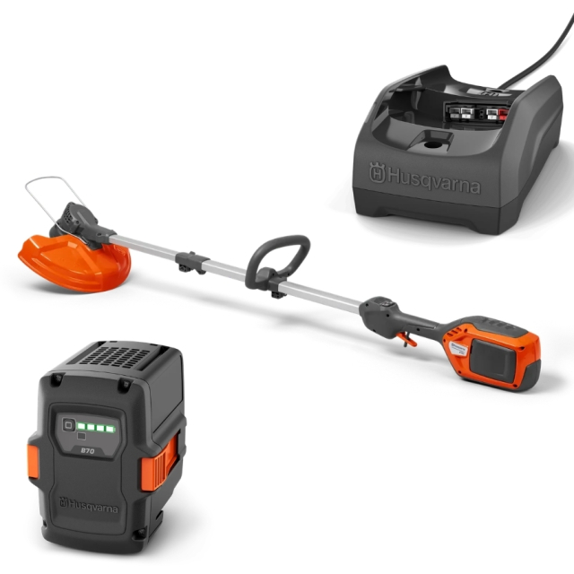 Husqvarna 215iL Tri-Cut Decespugliatore a batteria + B70 & C80