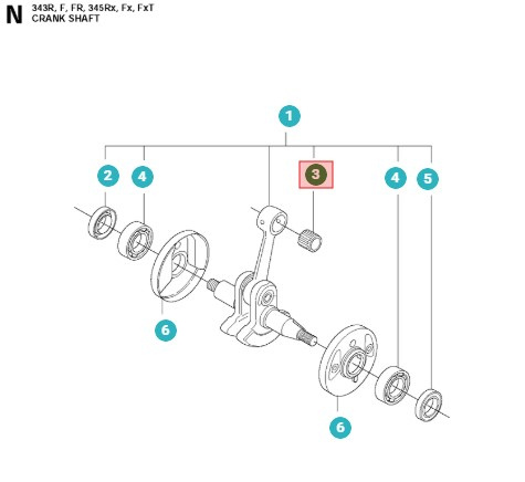 Cuscinetto spinotto pistone Husqvarna 340, 345, 350 5014516-01