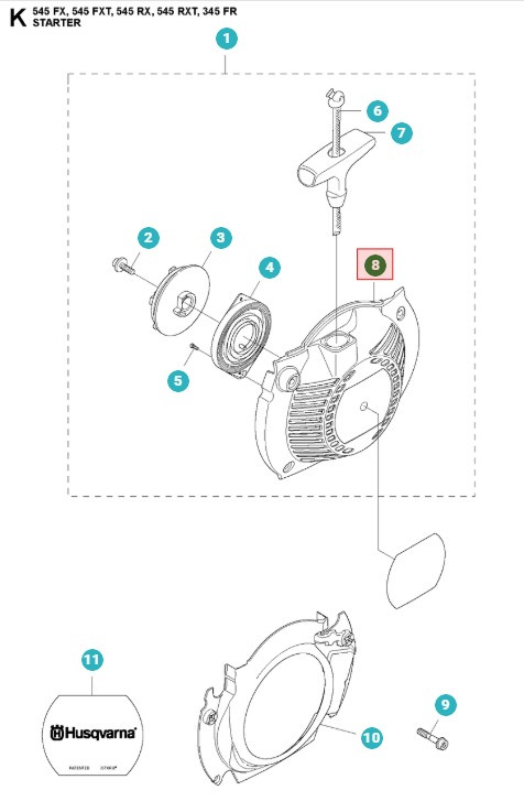 Alloggiamento avviamento 345FR, 545FR, 545RXT, 545FXT, 545F