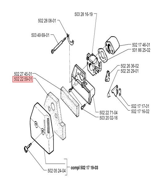 Filtro aria Husqvarna 250RX, 252RX