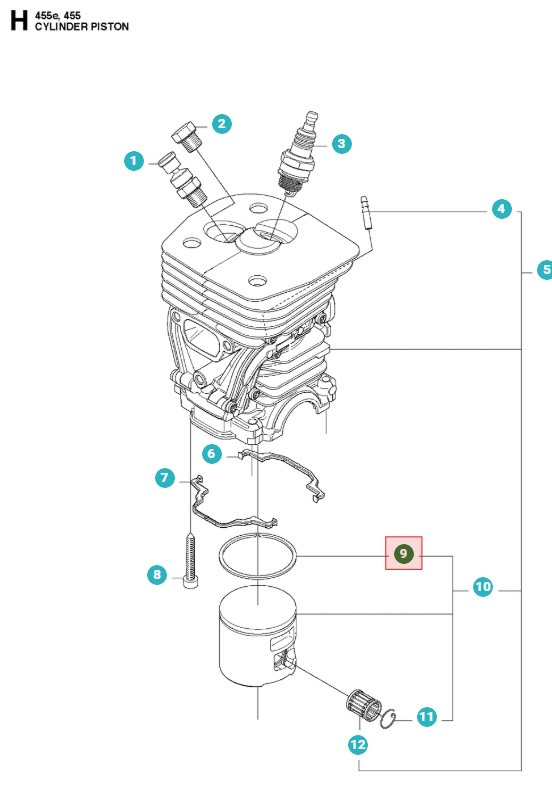 Anello Del Pistone Husqvarna 455 Rancher, Jonsered CS2255