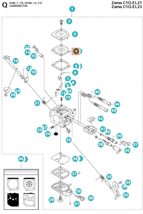 Diaframma Di Controllo Husqvarna 245RX, 343FR, 345R, 55