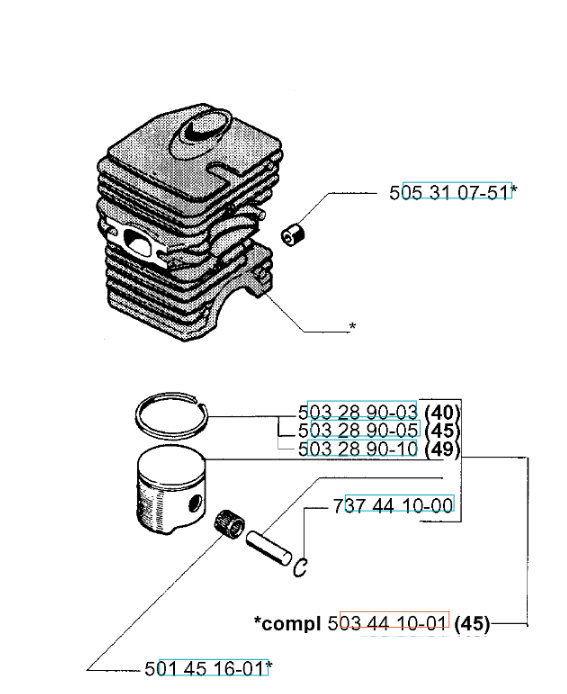 Cilindro Husqvarna 39, 40, 45, 49