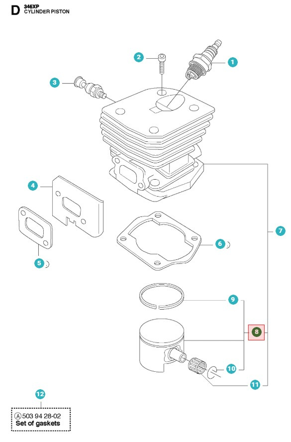 Pistone 42mm 346XP, 340, 345RX