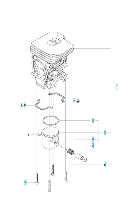 Cilindro Husqvarna 135, 140, 435, 440, Jonsered CS2240