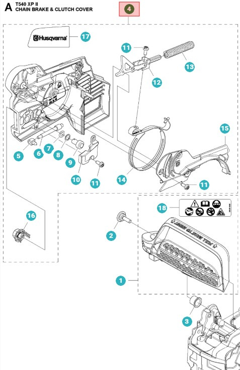 Coperchio Frizione Husqvarna T540XP, T540XP Mark II