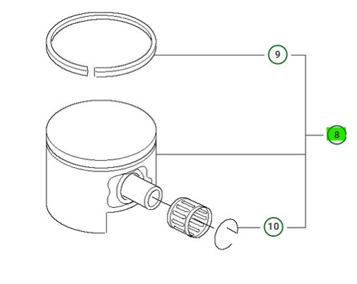 Pistone Kpl 346XP 44,3mm 50CC Decomp