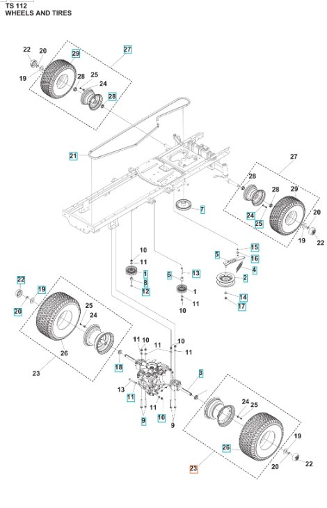 Kit ruote TS 112, TS 114, TC 215T, TC 220T, TS 112, TS 114, TS 215T, TS 217T