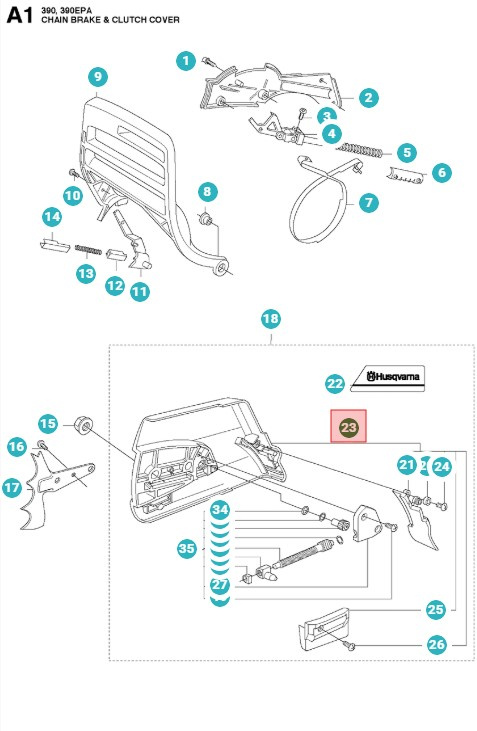 Coperchio frizione Husqvarna 390XP, 390XPG
