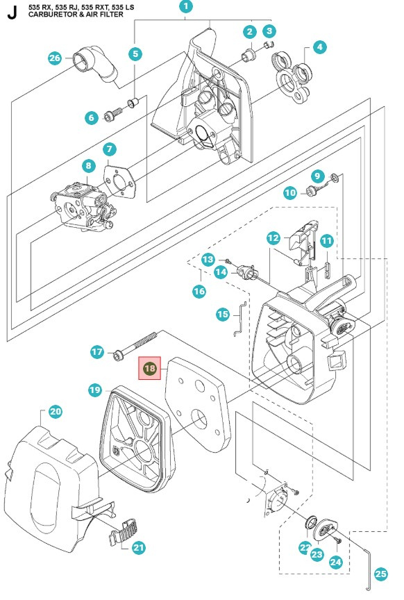 Filtro dell'aria 335FR, 335RX, 535RXT, 535FBX, CC2235