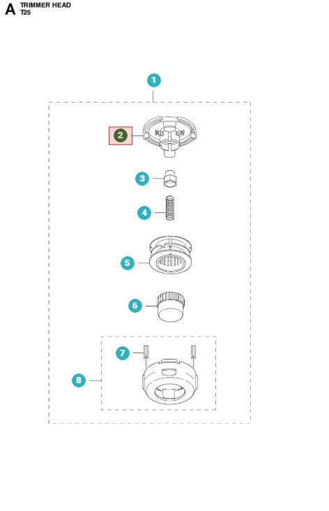Parte superiore testa di taglio T25