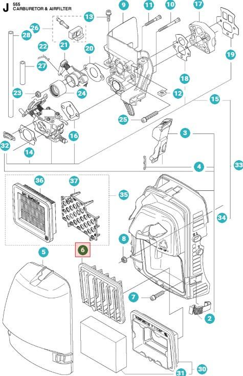 Filtro dell'aria Husqvarna 355FX, 355RX, 555FX, 555RXT, FC2256
