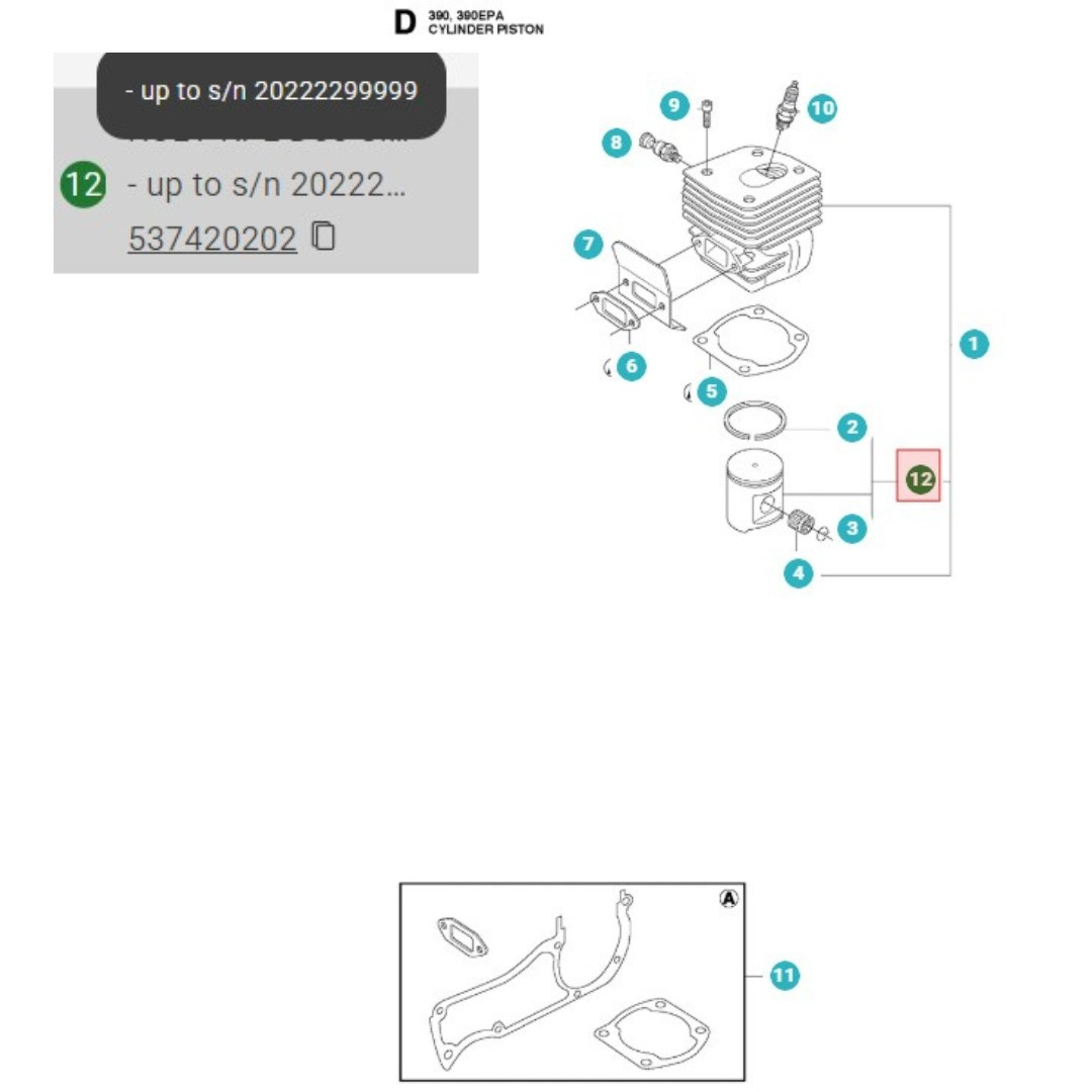 Pistone 55mm Husqvarna 390XP