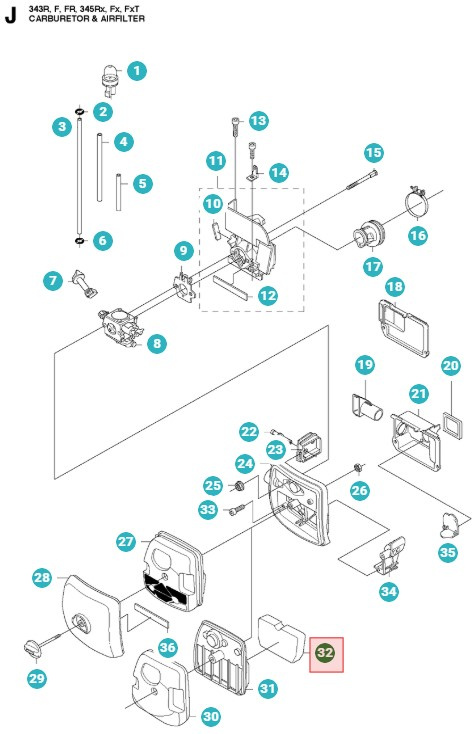 Filtro aria Husqvarna 345FX, 345RX, 343FR, FC2145