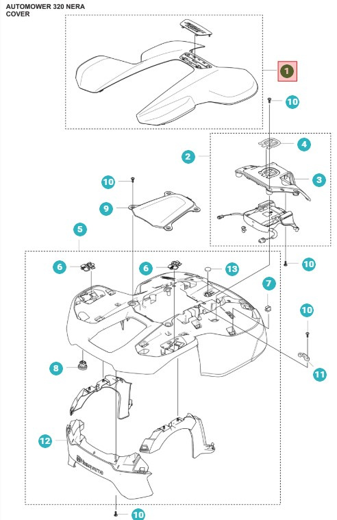 Coperchio superiore Automower 320 Nera