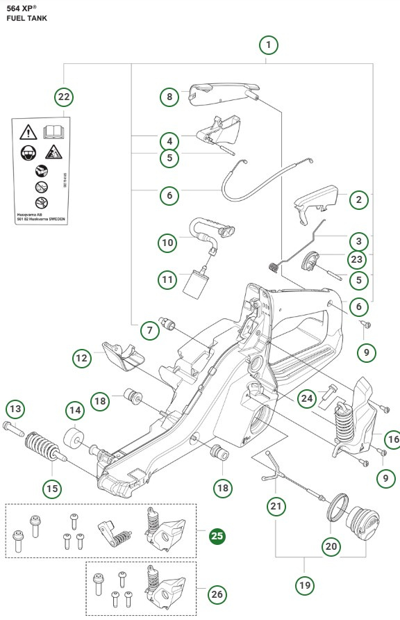 Isolatore di vibrazioni Husqvarna 564XP/G