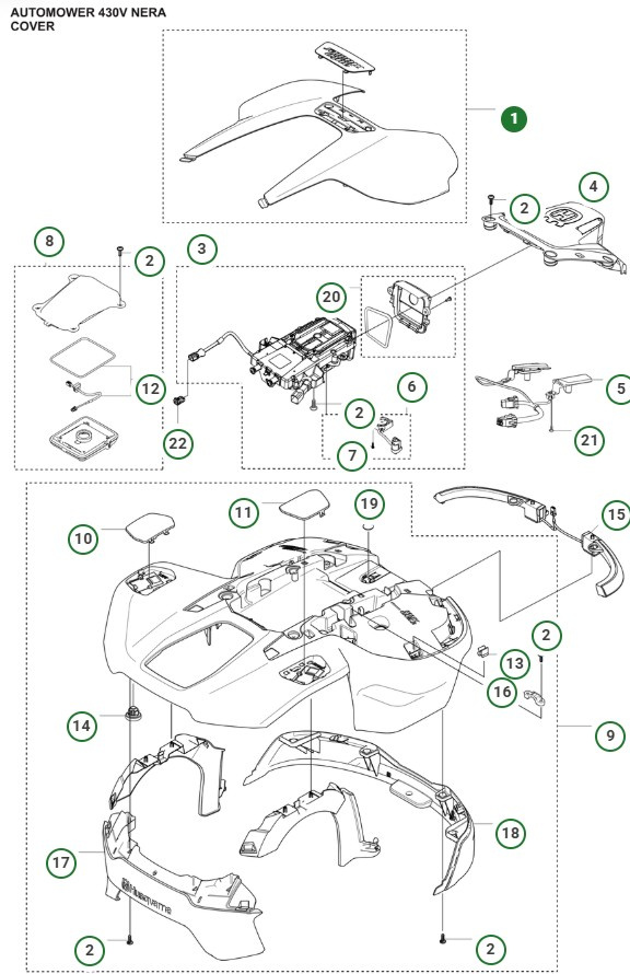 Coperchio superiore Automower 430V Nera