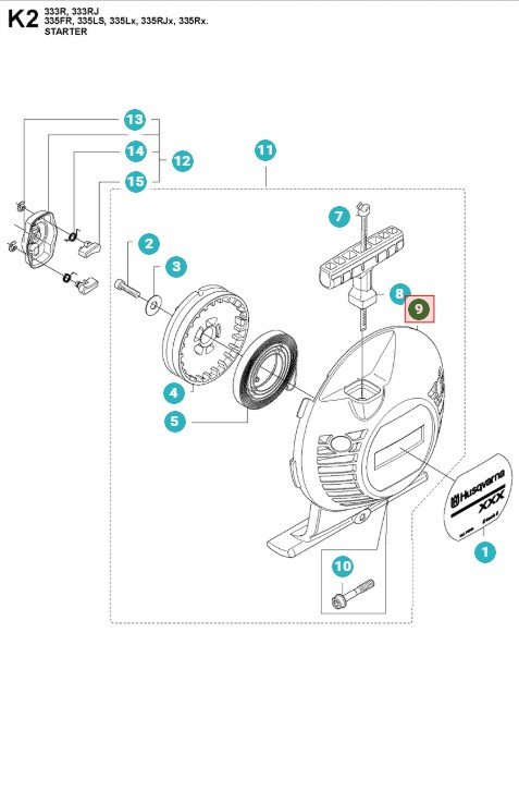Avviatore Husqvarna 335FR, 335RX, 535RXT, 535FBX