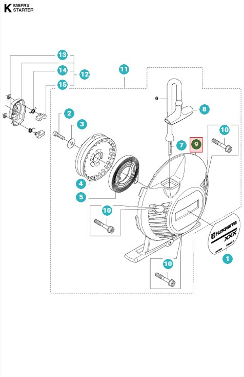 Avviatore Husqvarna 335FR, 335RX, 535RXT, 535FBX