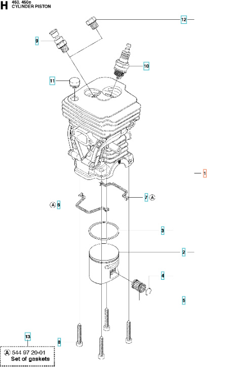 Cilindro Husqvarna 450, Jonsered CS2250S