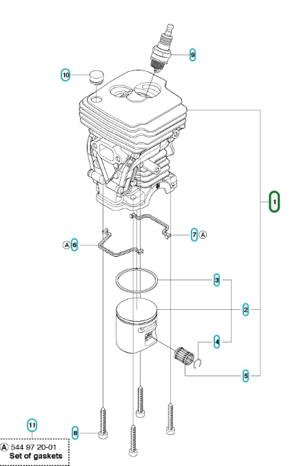 Cilindro Husqvarna 450, 450 Rancher, CS2250S