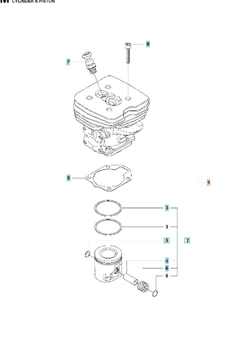 Cilindro Husqvarna 555FX, 555RXT, 355FX, 355RX