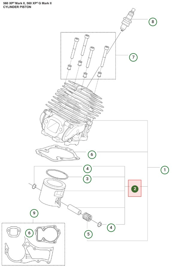Pistone Husqvarna 560 XPG Mark II, 562 XPG Mark II