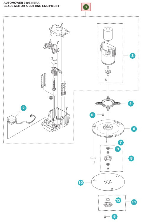 Motore di taglio kpl 405X, 415X, 305E, 310E Nera, 405XE, 410XE Nera
