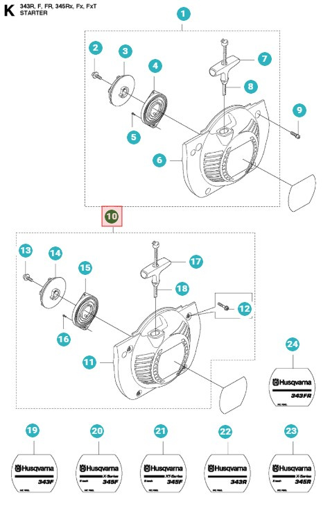 Avviatore Husqvarna 343FR, 345FX, 345RX