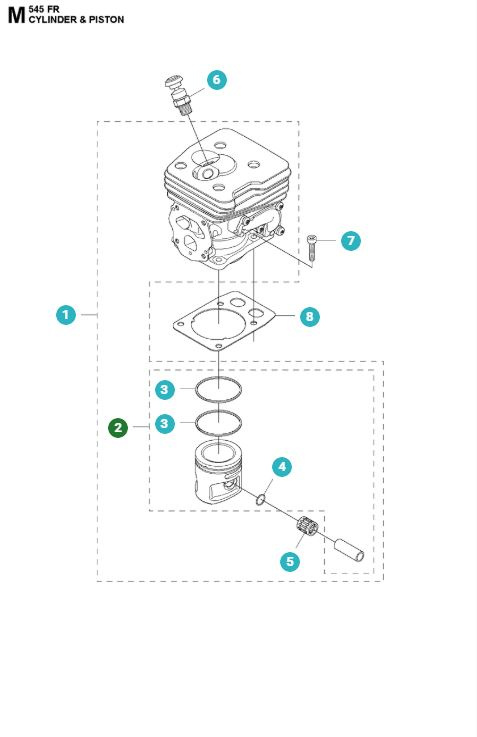 Pistone 42mm Husqvarna 345FR, 545FR, 545FX, 545RX, FC/CC 2245