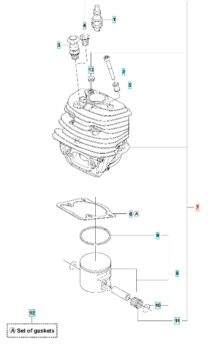Cilindro-Pistone Husqvarna 545(Gen 1), CS2252