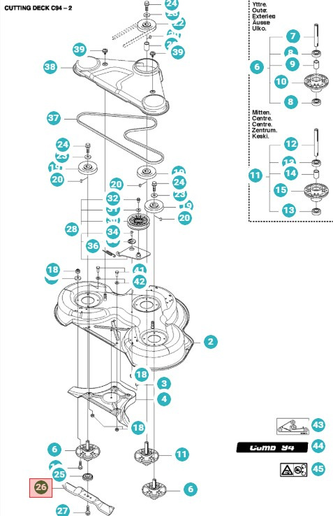 Lama Rasaerba Husqvarna 36cm Combi 94