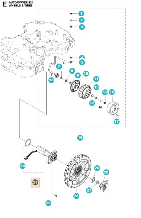 Motore delle ruote 320, 330X, 420, 430X, 440, 450X