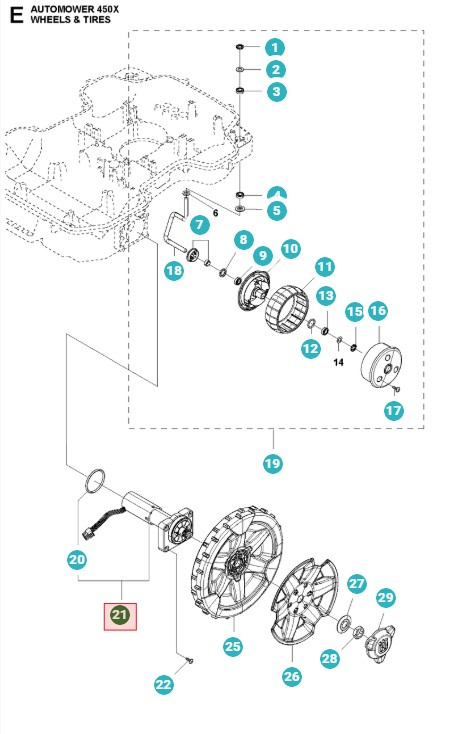 Motore delle ruote 320, 330X, 420, 430X, 440, 450X
