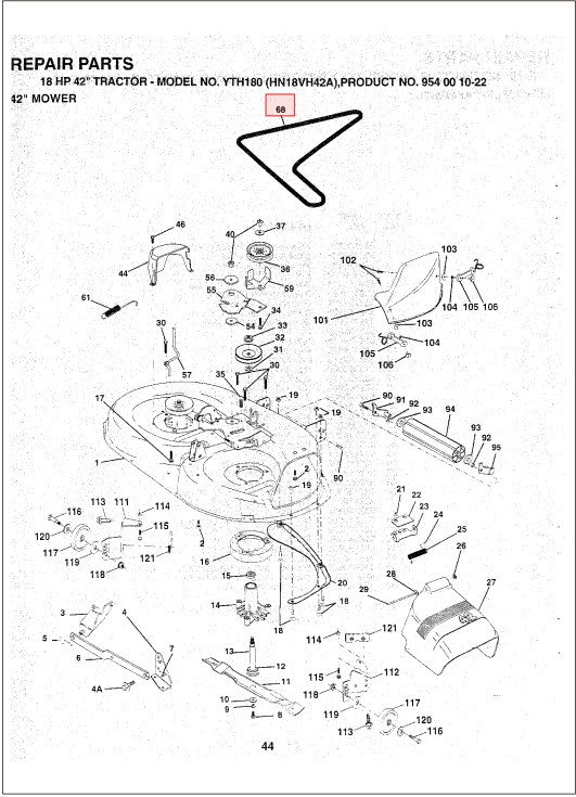 Cinghia di trasmissione piatto di taglio per Husqvarna YTH16, YTH 180