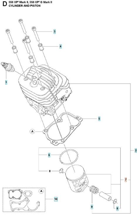 Pistone Completo 545, 545G Mark II, 550XP, 550XPG Mark II