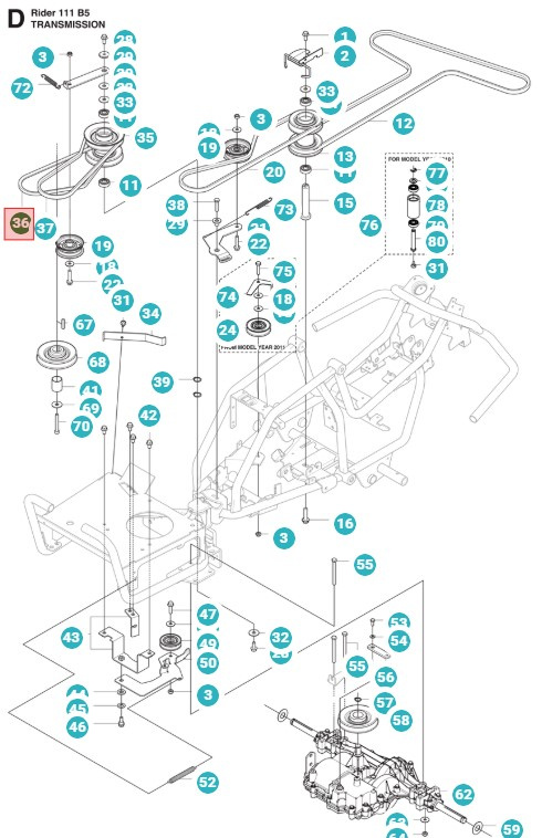 Cinghia Husqvarna Rider 111 B5, Jonsered FR2311 M, 5895341-01