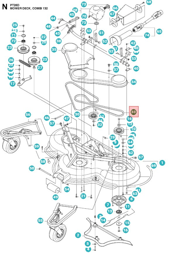 Cinghia di trasmissione Combi 132 P550D, PT26D