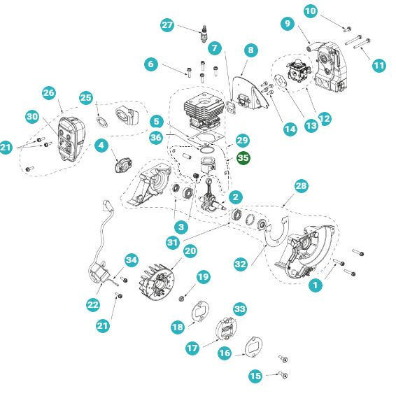 Kit pistone Husqvarna 129R, 129C, 129LK, 325R