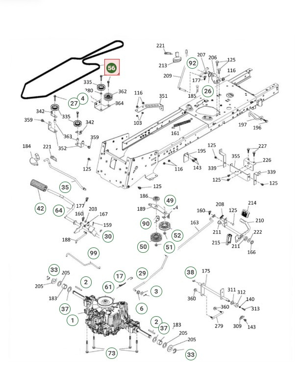 Cinghia di trasmissione Husqvarna TC142, TC238, TC239T, TC242, TC338 ecc